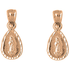 14K or 18K Gold 20mm Our Lady Guadalupe Earrings