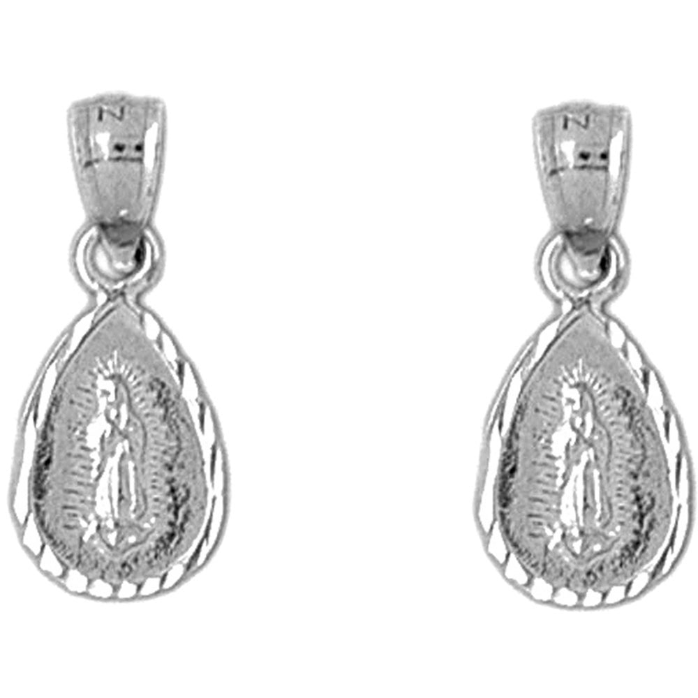 Sterling Silver 20mm Our Lady Guadalupe Earrings