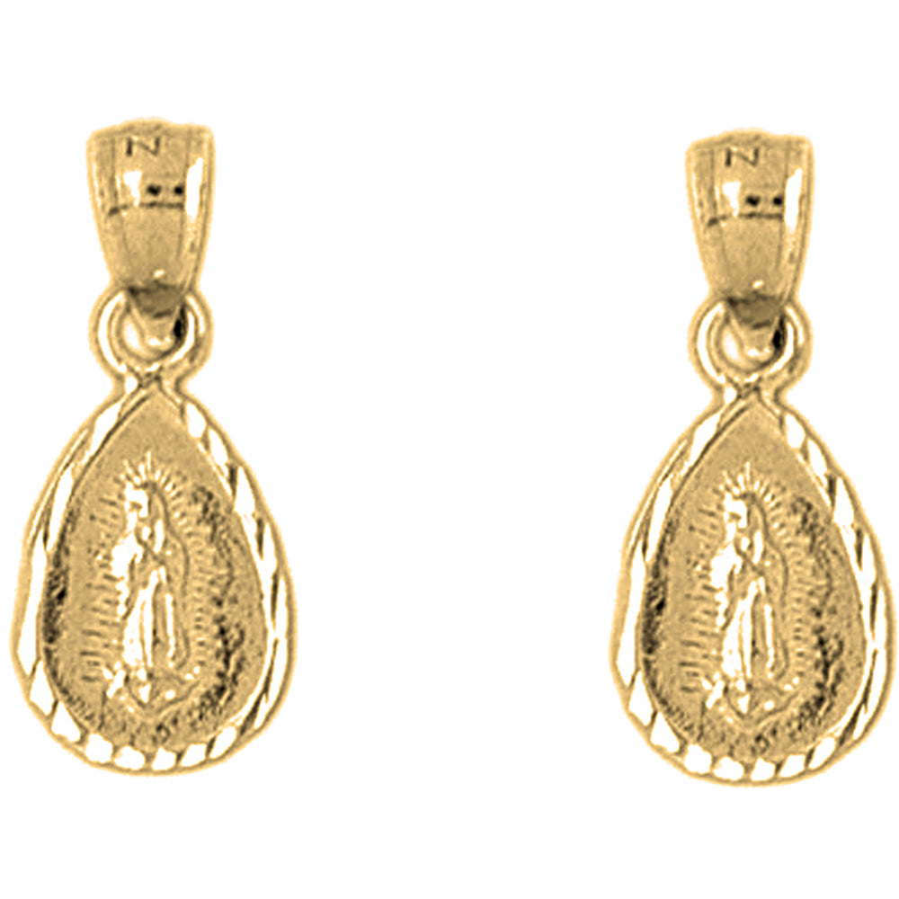 14K or 18K Gold 20mm Our Lady Guadalupe Earrings