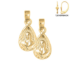 Sterling Silver 19mm Our Lady Guadalupe Earrings (White or Yellow Gold Plated)