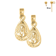 Sterling Silver 19mm Our Lady Guadalupe Earrings (White or Yellow Gold Plated)