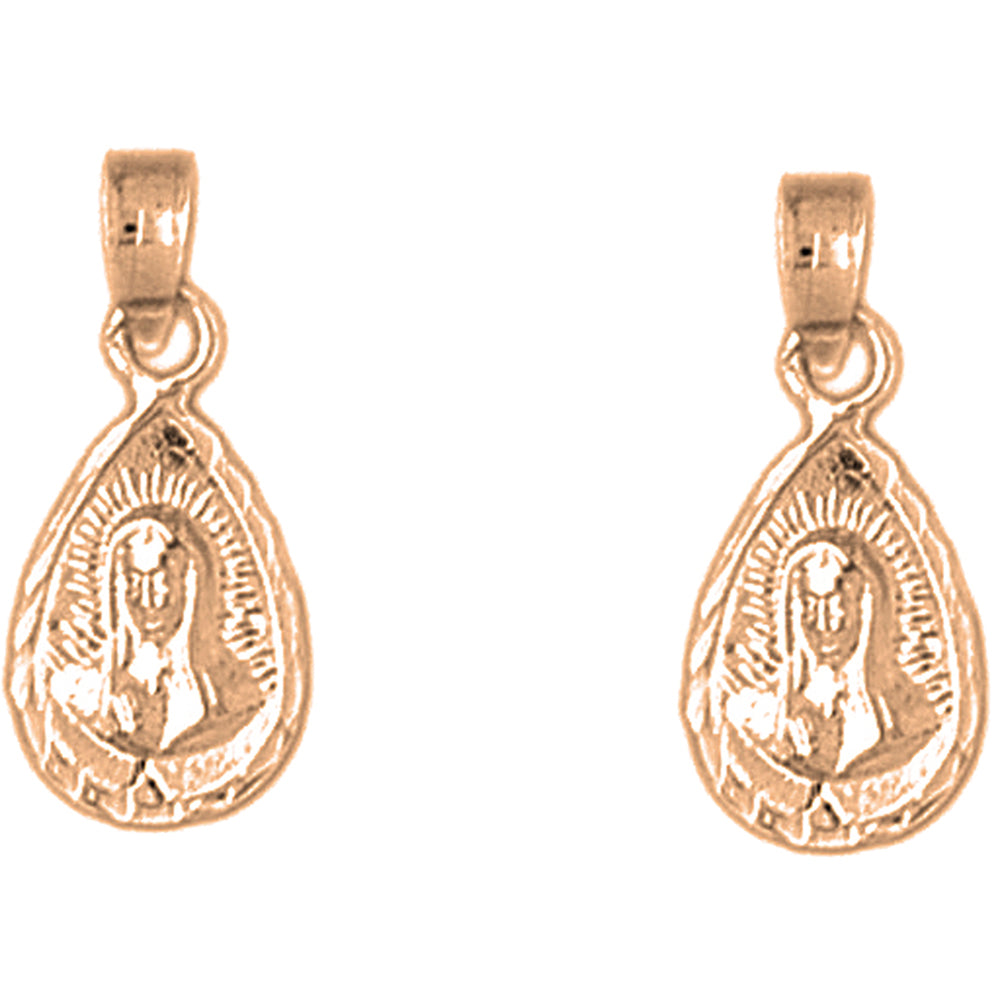 14K or 18K Gold 19mm Our Lady Guadalupe Earrings