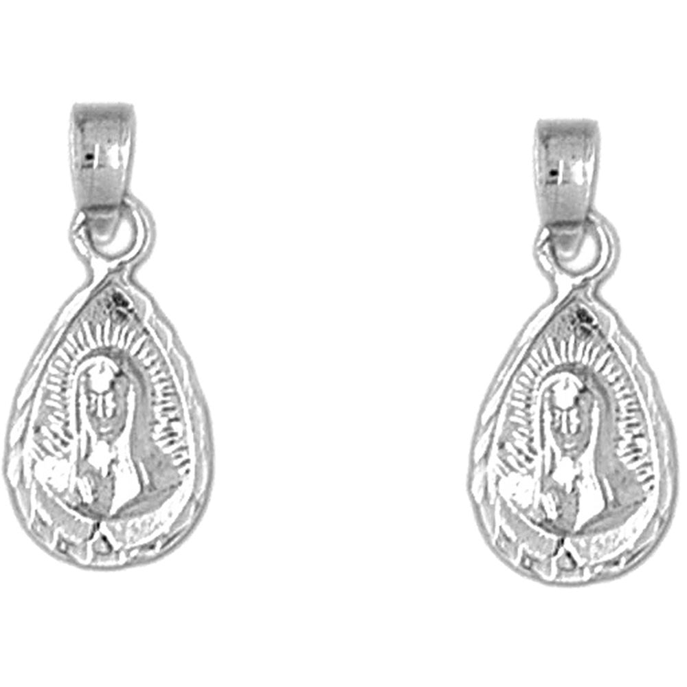 Sterling Silver 19mm Our Lady Guadalupe Earrings