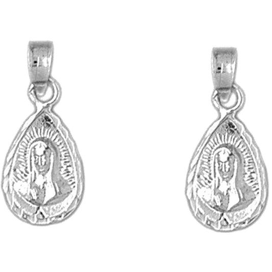Sterling Silver 19mm Our Lady Guadalupe Earrings