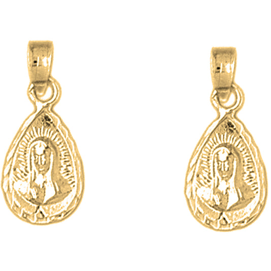 Yellow Gold-plated Silver 19mm Our Lady Guadalupe Earrings