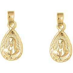 Yellow Gold-plated Silver 19mm Our Lady Guadalupe Earrings