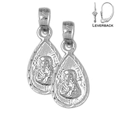 Sterling Silver 19mm Our Lady Guadalupe Earrings (White or Yellow Gold Plated)