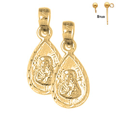 Sterling Silver 19mm Our Lady Guadalupe Earrings (White or Yellow Gold Plated)