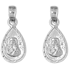 Sterling Silver 19mm Our Lady Guadalupe Earrings