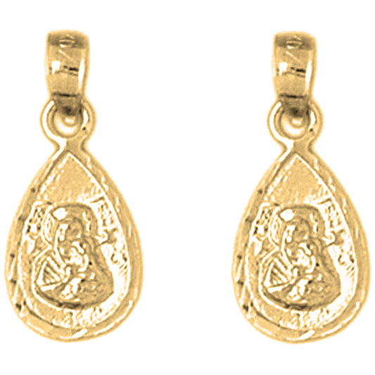 Yellow Gold-plated Silver 19mm Our Lady Guadalupe Earrings