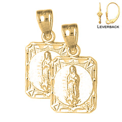 Pendientes de Nuestra Señora Guadalupe de Plata de Ley de 22 mm (chapados en oro blanco o amarillo)