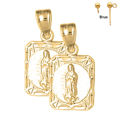 22 mm große Ohrringe „Unsere Liebe Frau von Guadalupe“ aus Sterlingsilber (weiß- oder gelbvergoldet)