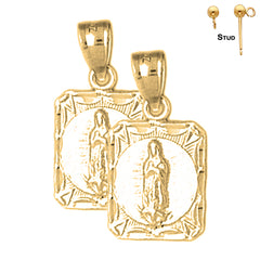 Sterling Silver 22mm Our Lady Guadalupe Earrings (White or Yellow Gold Plated)