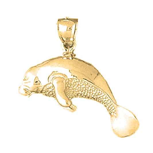 10K, 14K or 18K Gold Manatee Pendant