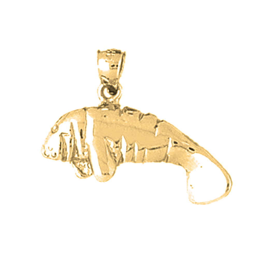 10K, 14K or 18K Gold Manatee Pendant