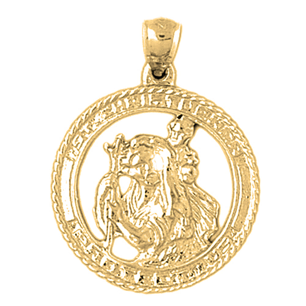 10K, 14K or 18K Gold Saint Christopher Pendant