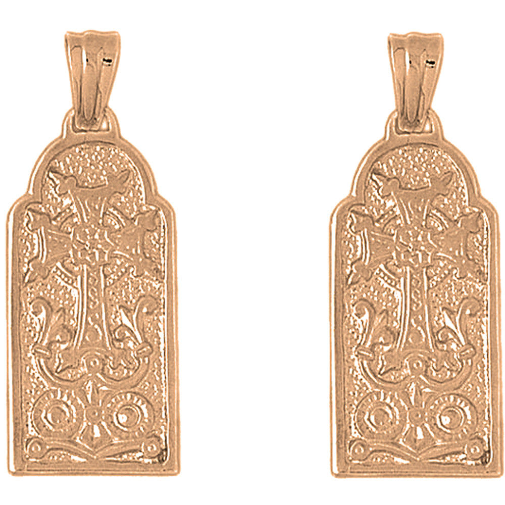 14K or 18K Gold 40mm Armenian Cross Earrings