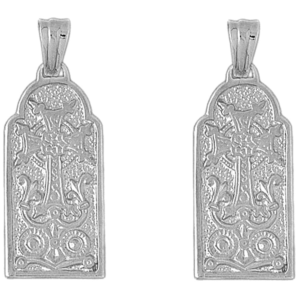 Sterling Silver 40mm Armenian Cross Earrings