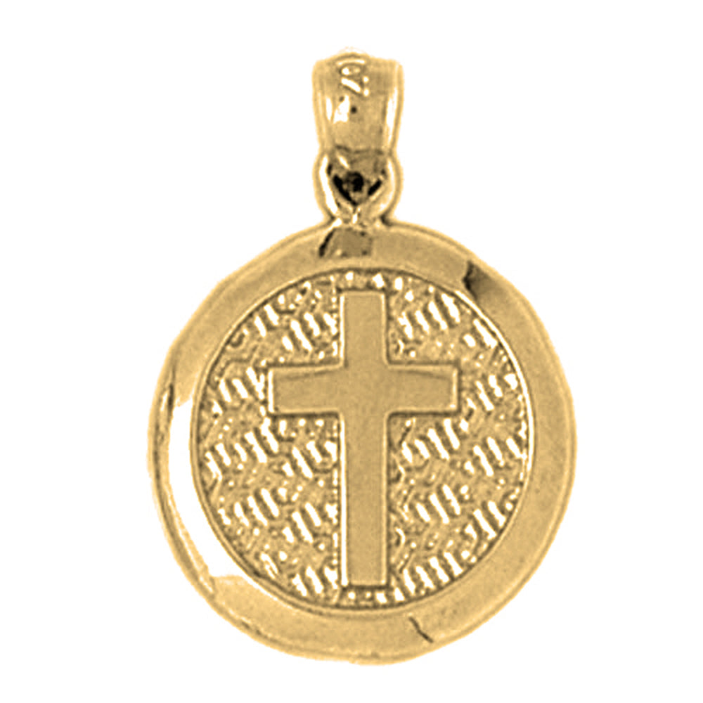 10K, 14K or 18K Gold Latin Cross In Circle Pendant