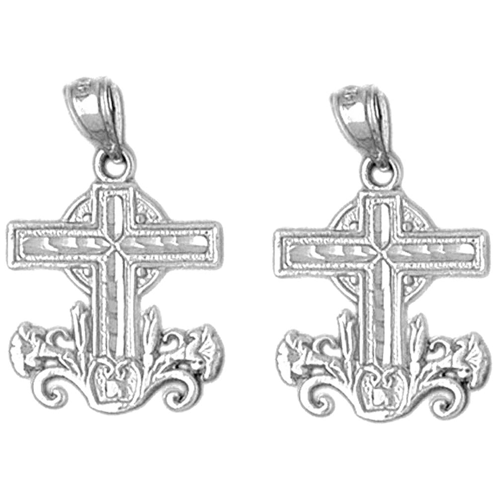 Sterling Silver 24mm Cross Earrings