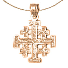 14K or 18K Gold Jerusalem Cross Pendant