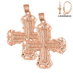 14K or 18K Gold Budded Cross Earrings