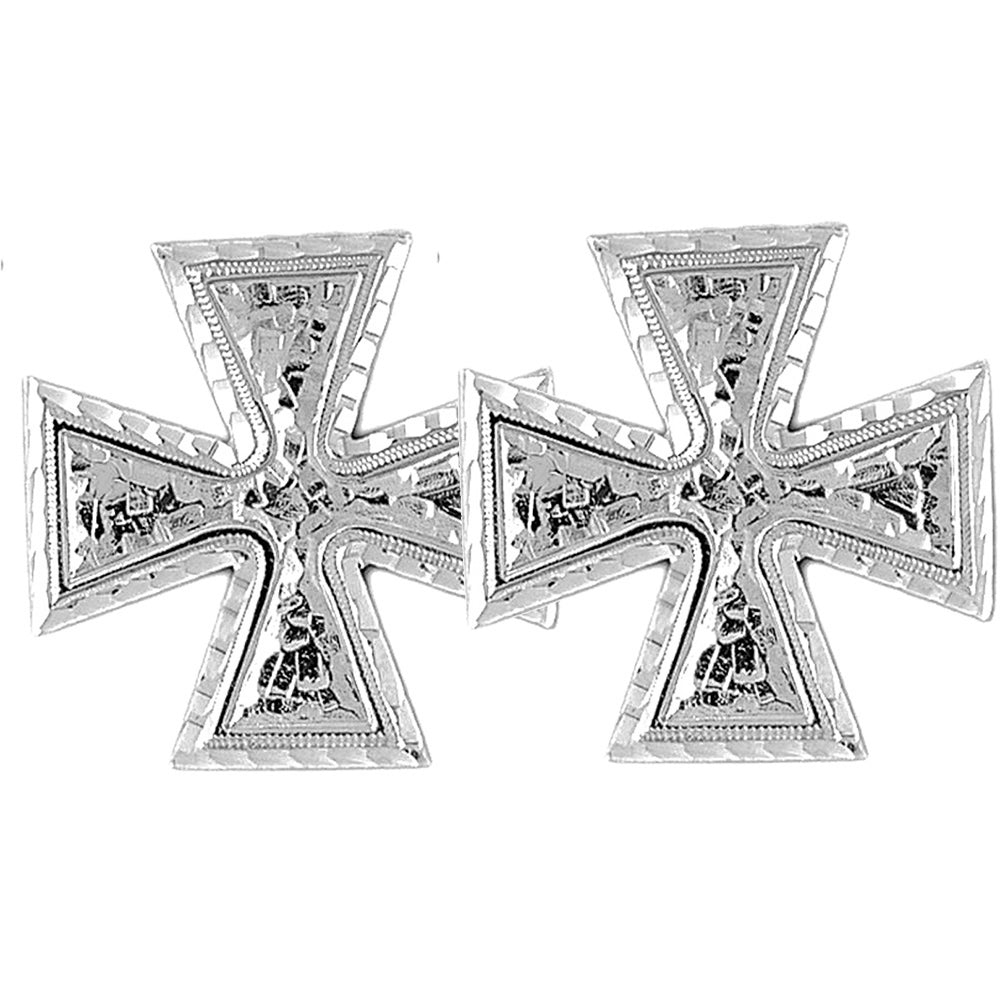 Sterling Silver 34mm Iron Cross Earrings