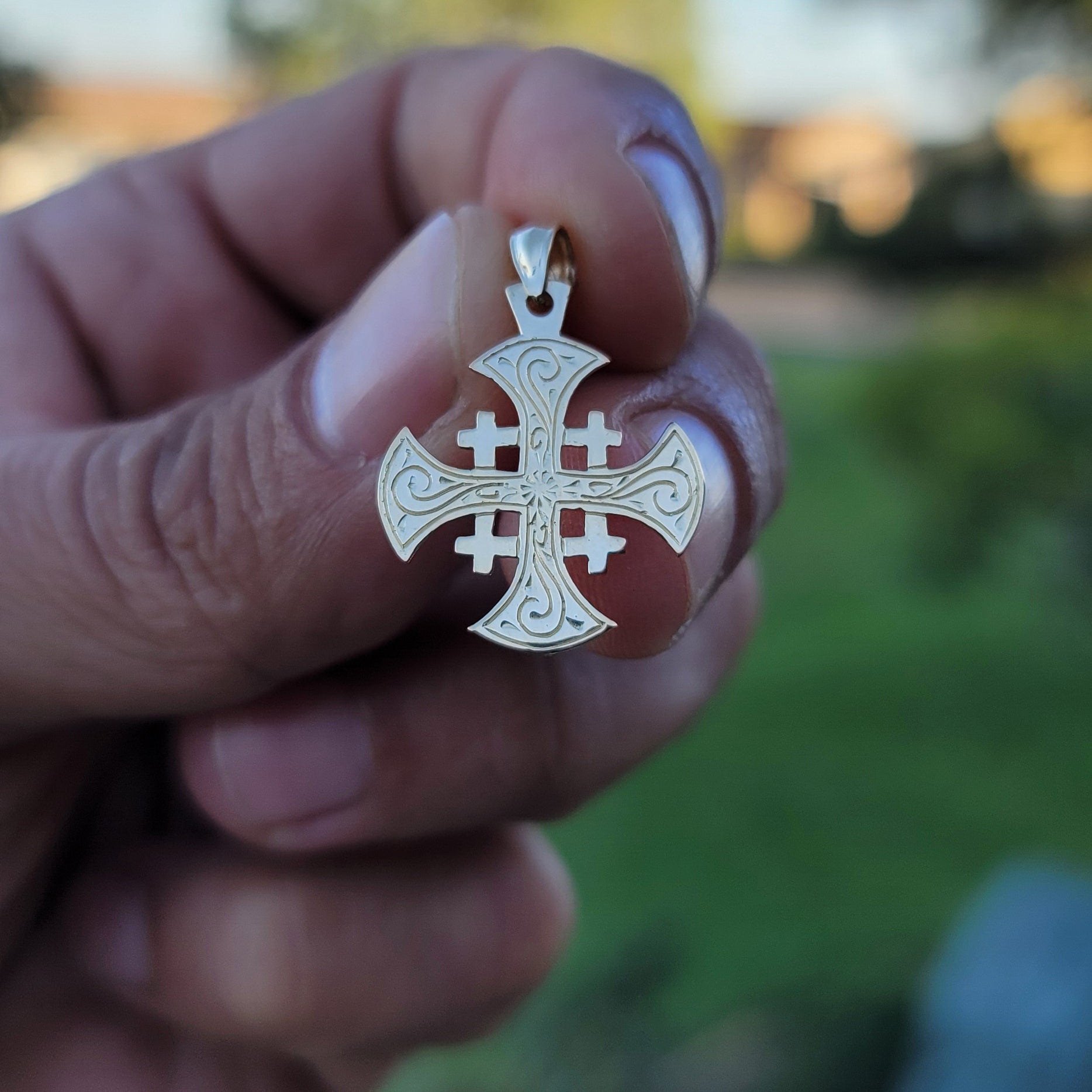14K or 18K Gold Jerusalem Cross Pendant