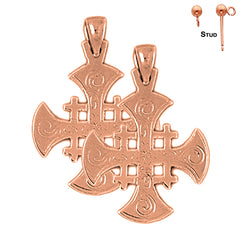 14K or 18K Gold Jerusalem Cross Earrings