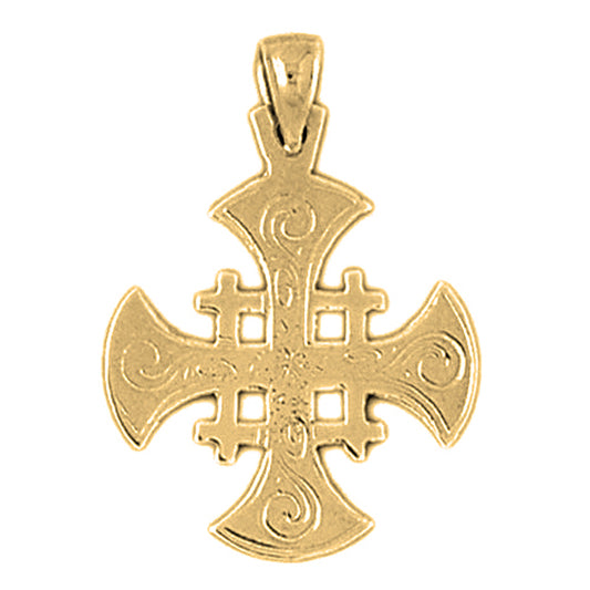 14K or 18K Gold Jerusalem Cross Pendant