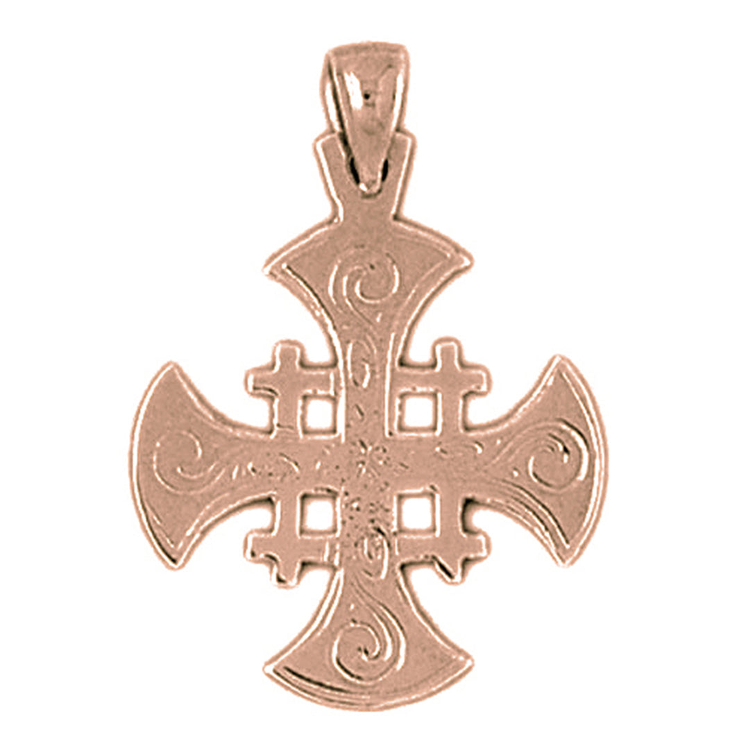 14K or 18K Gold Jerusalem Cross Pendant