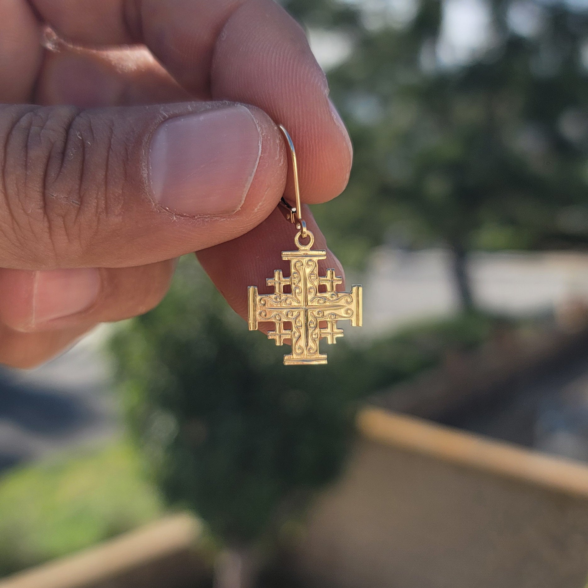 14K or 18K Gold Jerusalem Cross Pendant