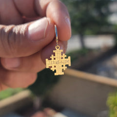 14K oder 18K Gold Jerusalem Kreuz Anhänger