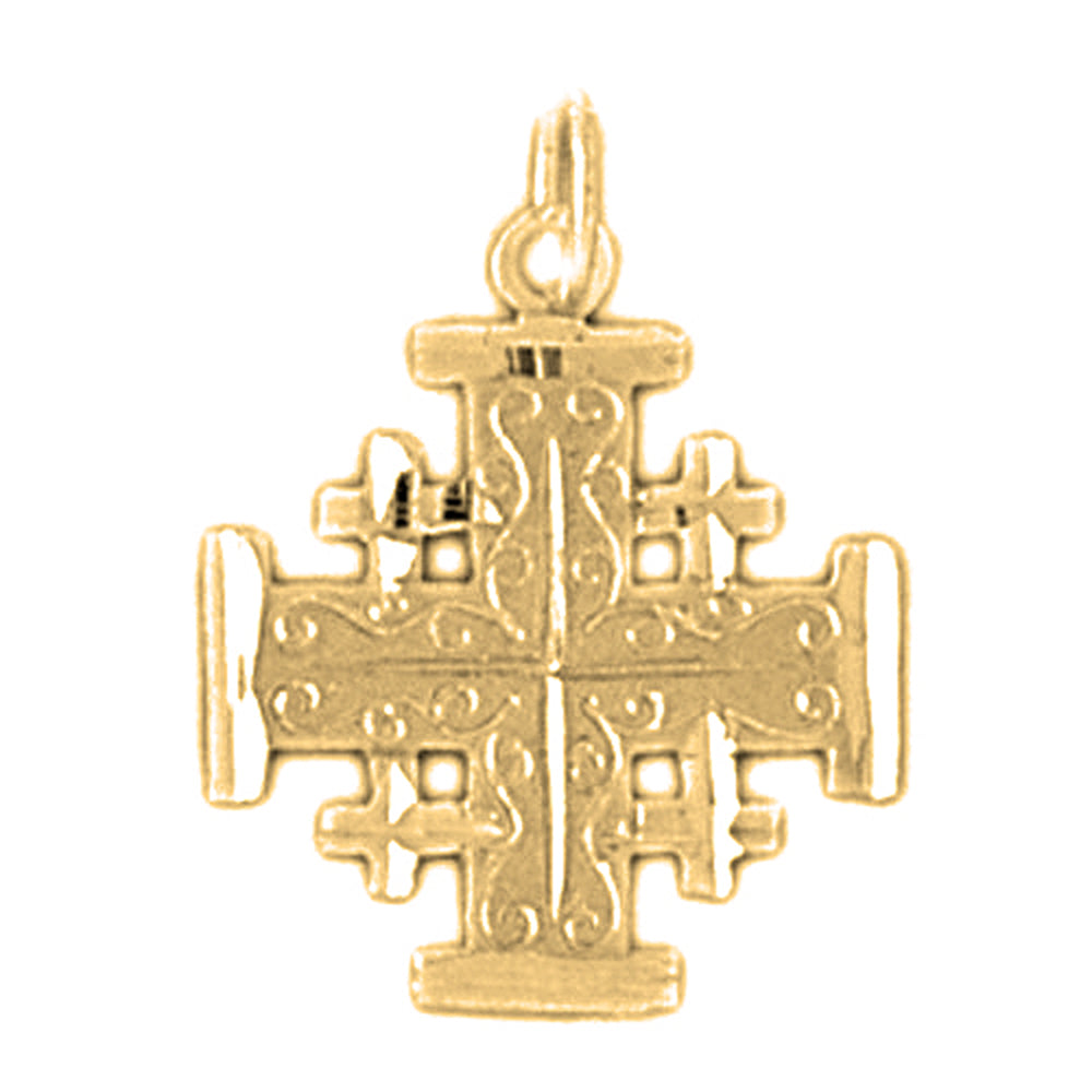 14K or 18K Gold Jerusalem Cross Pendant