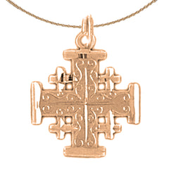 14K oder 18K Gold Jerusalem Kreuz Anhänger