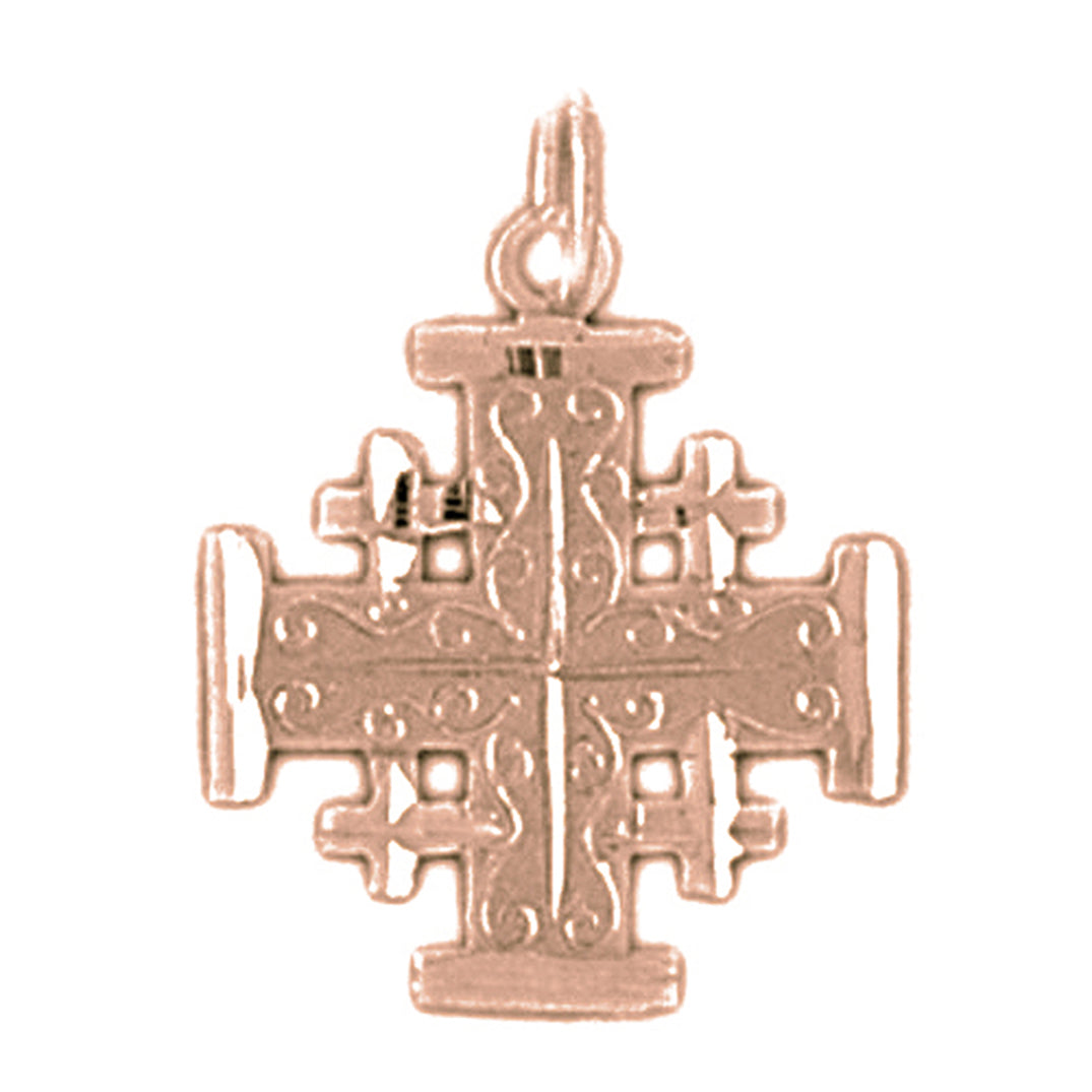 14K or 18K Gold Jerusalem Cross Pendant