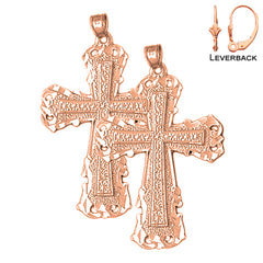 14K or 18K Gold Budded Cross Earrings