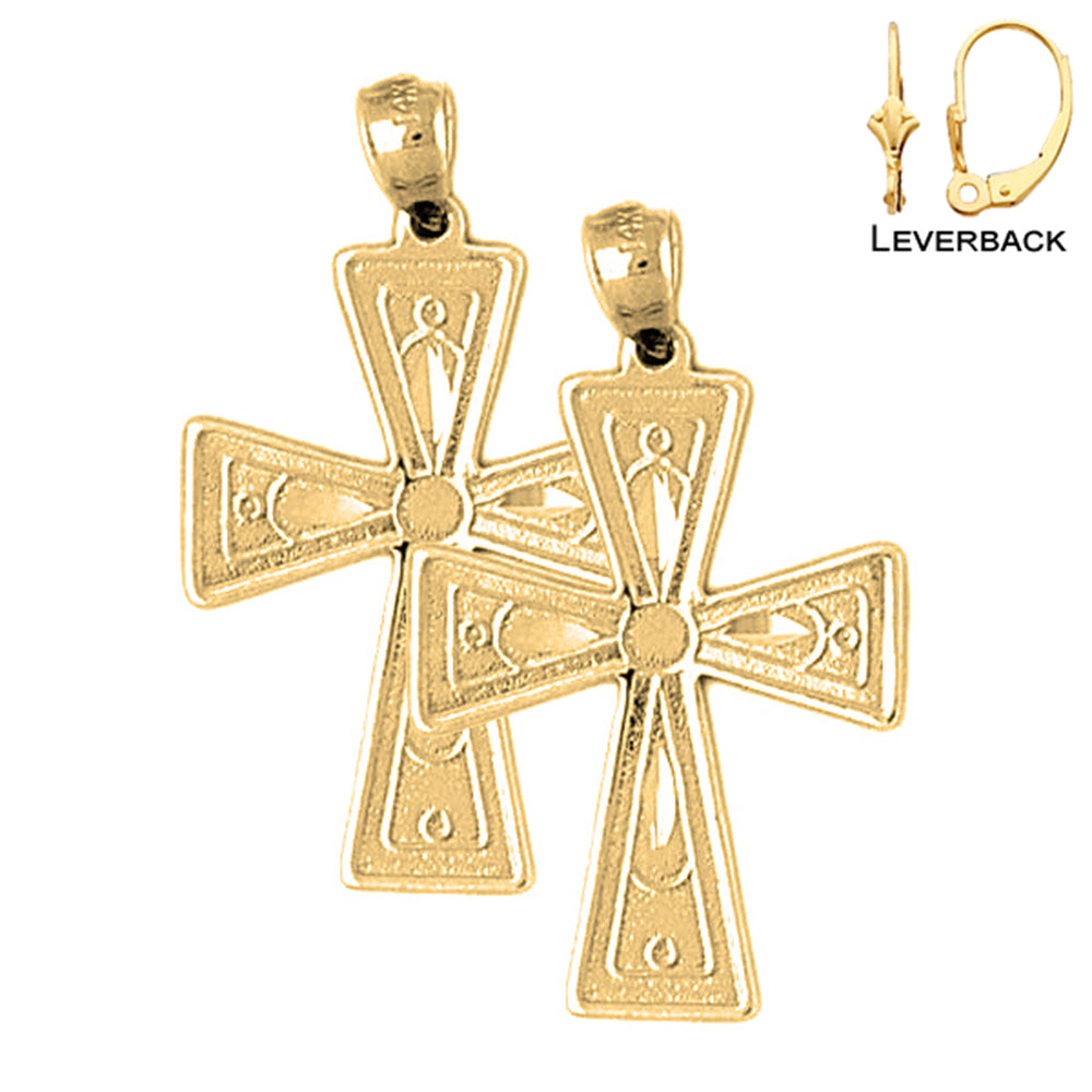 14K or 18K Gold Teutonic Cross Earrings