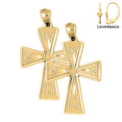 Pendientes de cruz teutónica de plata de ley de 33 mm (chapados en oro blanco o amarillo)