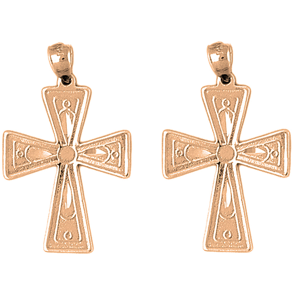 14K or 18K Gold 33mm Teutonic Cross Earrings