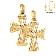 Pendientes de cruz teutónica de plata de ley de 21 mm (chapados en oro blanco o amarillo)