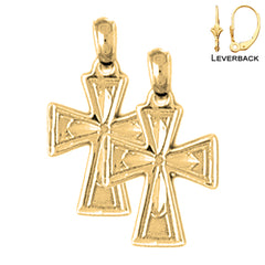 Sterling Silver 21mm Teutonic Cross Earrings (White or Yellow Gold Plated)