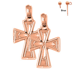 14K or 18K Gold Teutonic Cross Earrings