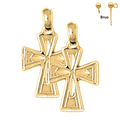 Sterling Silver 21mm Teutonic Cross Earrings (White or Yellow Gold Plated)