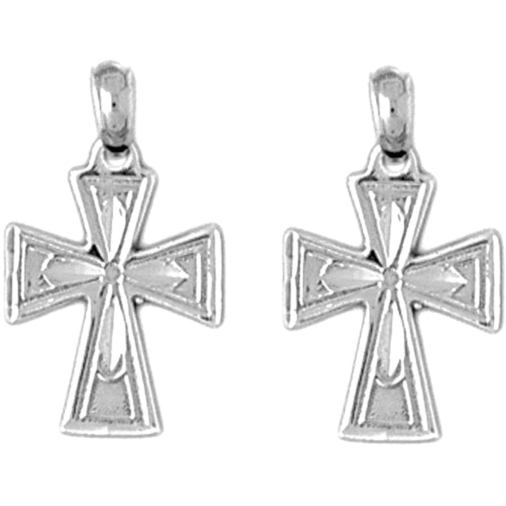 Sterling Silver 21mm Teutonic Cross Earrings