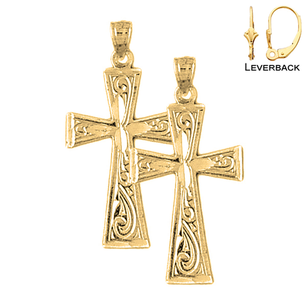 14K or 18K Gold Teutonic Cross Earrings