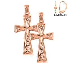 14K or 18K Gold Teutonic Cross Earrings