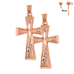 14K or 18K Gold Teutonic Cross Earrings