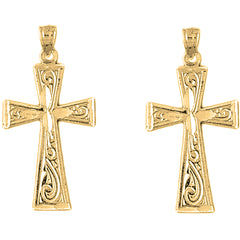 14K or 18K Gold 33mm Teutonic Cross Earrings