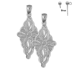 Sterling Silver 30mm Glory Cross Earrings (White or Yellow Gold Plated)